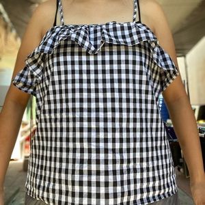 Gingham tank top with ruffles